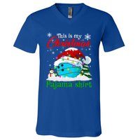 This Is My Christmas Pajama Xmas Lights Bowling Ball Lover Gift V-Neck T-Shirt