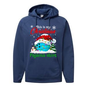 This Is My Christmas Pajama Xmas Lights Bowling Ball Lover Gift Performance Fleece Hoodie