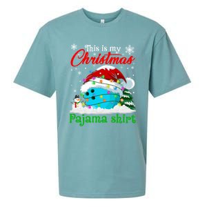 This Is My Christmas Pajama Xmas Lights Bowling Ball Lover Gift Sueded Cloud Jersey T-Shirt