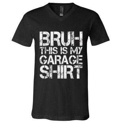 This Is My Garage Mechanic Dad Jokes Funny Fathers Day V-Neck T-Shirt