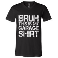 This Is My Garage Mechanic Dad Jokes Funny Fathers Day V-Neck T-Shirt