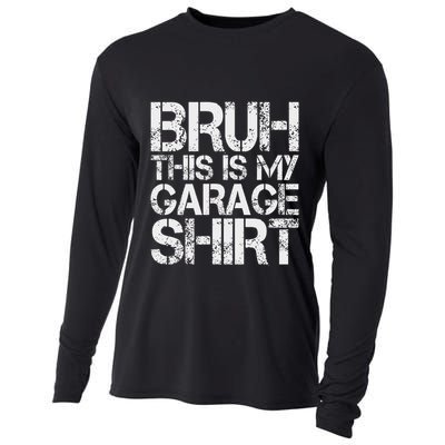 This Is My Garage Mechanic Dad Jokes Funny Fathers Day Cooling Performance Long Sleeve Crew