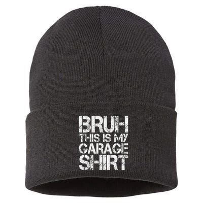 This Is My Garage Mechanic Dad Jokes Funny Fathers Day Sustainable Knit Beanie