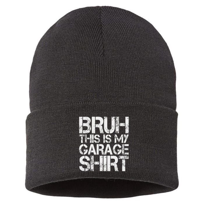 This Is My Garage Mechanic Dad Jokes Funny Fathers Day Sustainable Knit Beanie