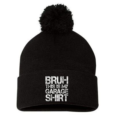 This Is My Garage Mechanic Dad Jokes Funny Fathers Day Pom Pom 12in Knit Beanie