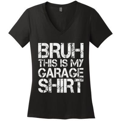 This Is My Garage Mechanic Dad Jokes Funny Fathers Day Women's V-Neck T-Shirt