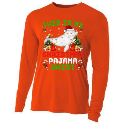 This Is My Christmas Pajama Gift Beluga Whale Christmas Cute Gift Cooling Performance Long Sleeve Crew