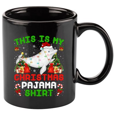 This Is My Christmas Pajama Gift Beluga Whale Christmas Cute Gift 11oz C Handle Ceramic Mug
