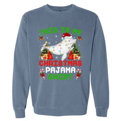 This Is My Christmas Pajama Gift Beluga Whale Christmas Cute Gift Garment-Dyed Sweatshirt