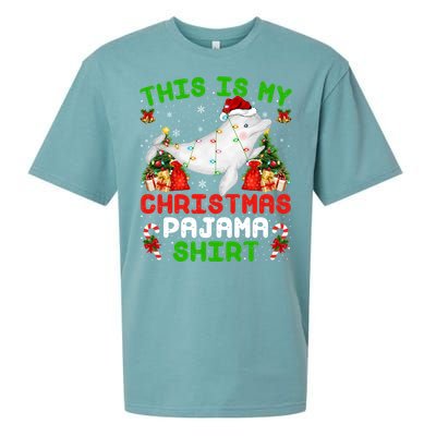 This Is My Christmas Pajama Gift Beluga Whale Christmas Cute Gift Sueded Cloud Jersey T-Shirt