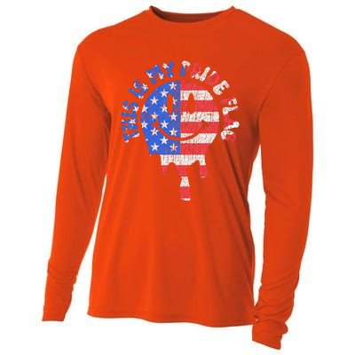 This Is My Pride Flag USA Happy Face American 4th of July Cooling Performance Long Sleeve Crew