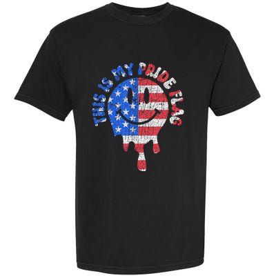 This Is My Pride Flag USA Happy Face American 4th of July Garment-Dyed Heavyweight T-Shirt