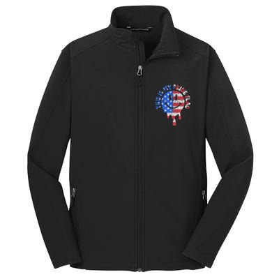 This Is My Pride Flag USA Happy Face American 4th of July Core Soft Shell Jacket