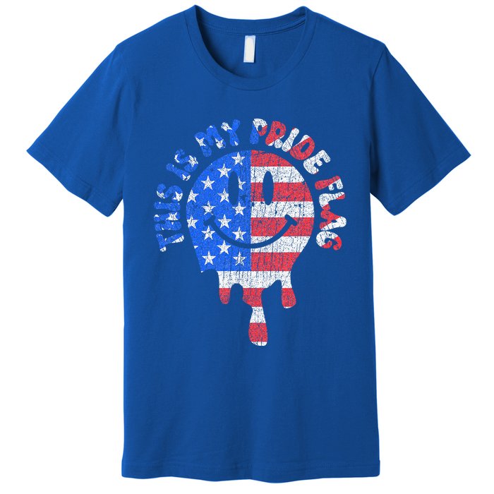 This Is My Pride Flag USA Happy Face American 4th of July Premium T-Shirt