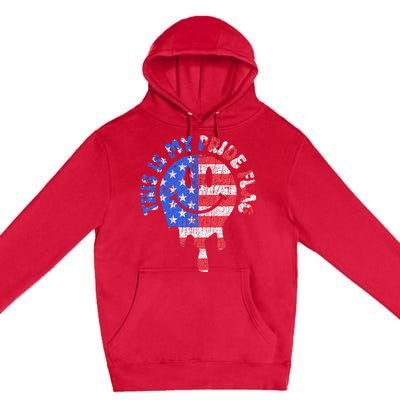 This Is My Pride Flag USA Happy Face American 4th of July Premium Pullover Hoodie