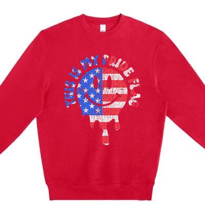 This Is My Pride Flag USA Happy Face American 4th of July Premium Crewneck Sweatshirt