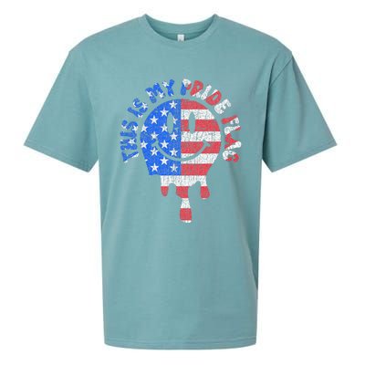 This Is My Pride Flag USA Happy Face American 4th of July Sueded Cloud Jersey T-Shirt