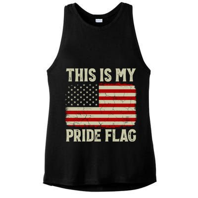 This Is My Pride Flag Patriotic American Flag, 4th of July  Ladies PosiCharge Tri-Blend Wicking Tank