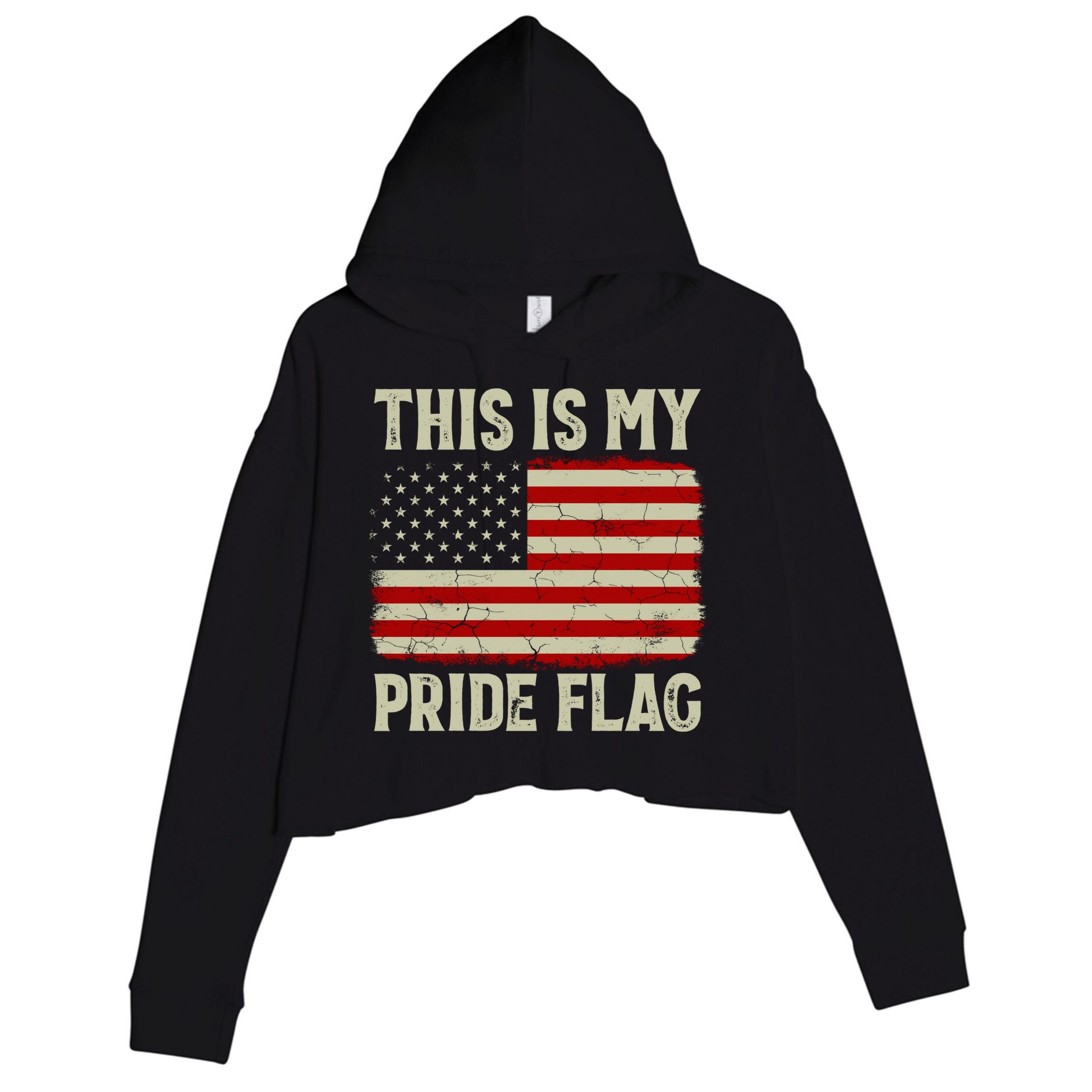 This Is My Pride Flag Patriotic American Flag, 4th of July  Crop Fleece Hoodie