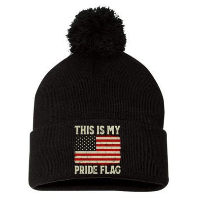 This Is My Pride Flag Patriotic American Flag, 4th of July  Pom Pom 12in Knit Beanie