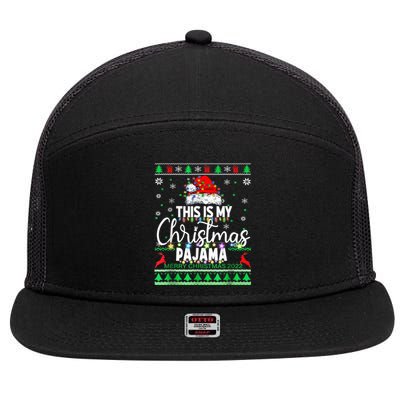 This Is My Christmas Pajama Shirt Lights  Wo Kid 7 Panel Mesh Trucker Snapback Hat