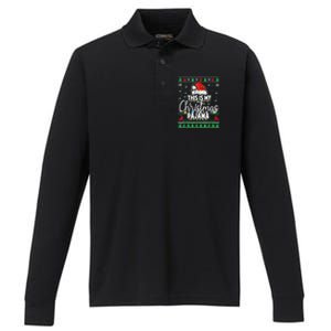 This Is My Christmas Pajama Shirt Lights  Wo Kid Performance Long Sleeve Polo