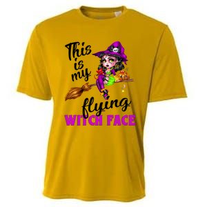 This Is My Flying Witch Face Cute Goth Witch On Broomstick Gift Cooling Performance Crew T-Shirt