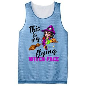 This Is My Flying Witch Face Cute Goth Witch On Broomstick Gift Mesh Reversible Basketball Jersey Tank