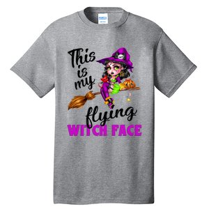 This Is My Flying Witch Face Cute Goth Witch On Broomstick Gift Tall T-Shirt