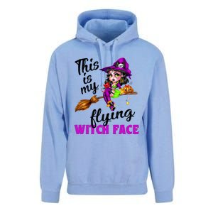 This Is My Flying Witch Face Cute Goth Witch On Broomstick Gift Unisex Surf Hoodie