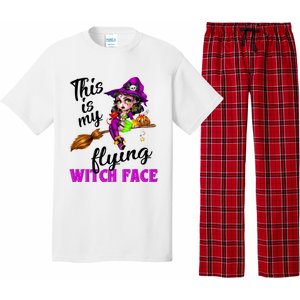 This Is My Flying Witch Face Cute Goth Witch On Broomstick Gift Pajama Set