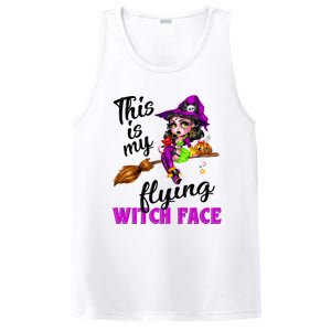 This Is My Flying Witch Face Cute Goth Witch On Broomstick Gift PosiCharge Competitor Tank