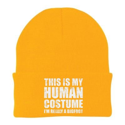 This Is My Human Costume Im Really A Bigfoot Halloween Meme Knit Cap Winter Beanie