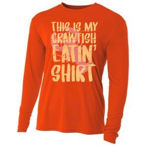 This Is My Crawfish Eatin Cute Gift Boil Season Gift Cooling Performance Long Sleeve Crew