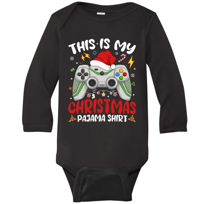 This Is My Christmas Pajama Video Game Gamer Boy Teens Baby Long Sleeve Bodysuit