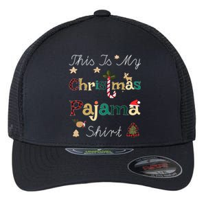 This Is My Christmas Pajama Funny Gift Red Plaid Funny Ugly Xmas Gift Flexfit Unipanel Trucker Cap