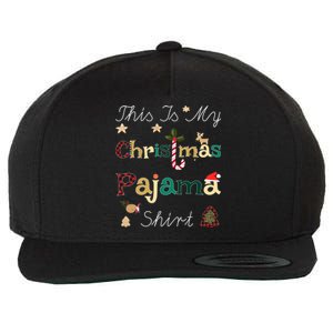 This Is My Christmas Pajama Funny Gift Red Plaid Funny Ugly Xmas Gift Wool Snapback Cap