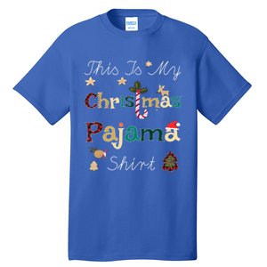 This Is My Christmas Pajama Funny Gift Red Plaid Funny Ugly Xmas Gift Tall T-Shirt