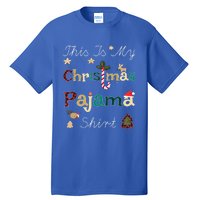 This Is My Christmas Pajama Funny Gift Red Plaid Funny Ugly Xmas Gift Tall T-Shirt