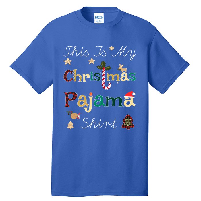 This Is My Christmas Pajama Funny Gift Red Plaid Funny Ugly Xmas Gift Tall T-Shirt