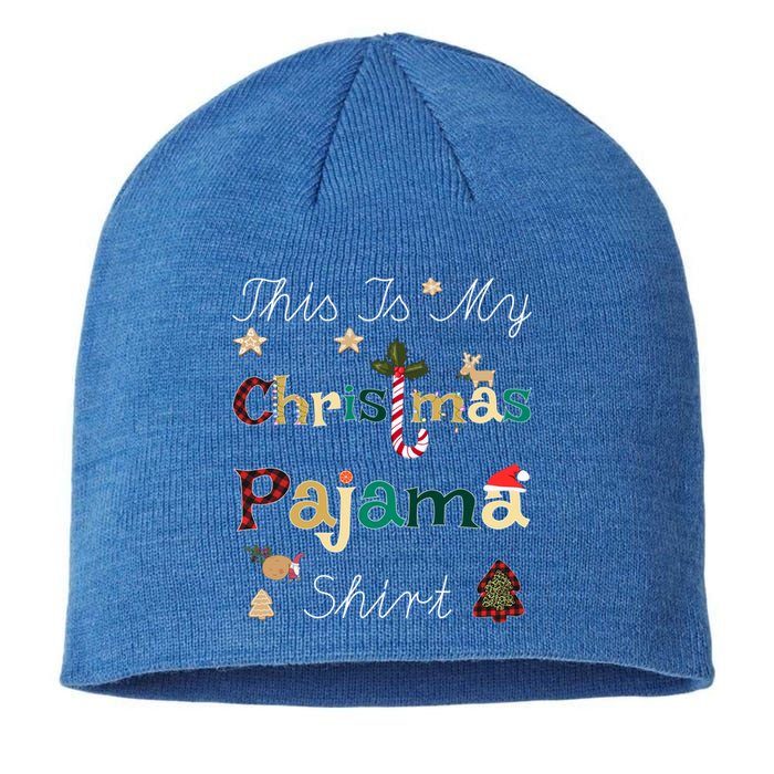 This Is My Christmas Pajama Funny Gift Red Plaid Funny Ugly Xmas Gift Sustainable Beanie