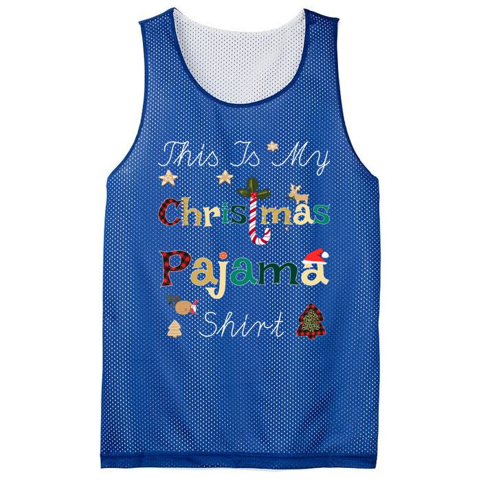 This Is My Christmas Pajama Funny Gift Red Plaid Funny Ugly Xmas Gift Mesh Reversible Basketball Jersey Tank