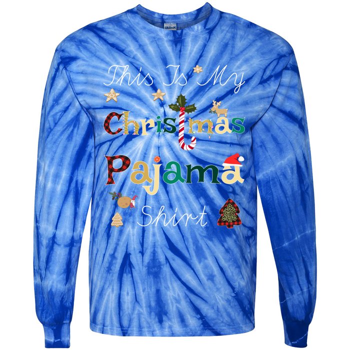 This Is My Christmas Pajama Funny Gift Red Plaid Funny Ugly Xmas Gift Tie-Dye Long Sleeve Shirt