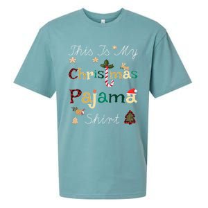 This Is My Christmas Pajama Funny Gift Red Plaid Funny Ugly Xmas Gift Sueded Cloud Jersey T-Shirt