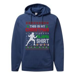 This Is My Christmas Pajama Ugly Sweater Fencing Meaningful Gift Performance Fleece Hoodie