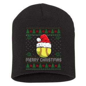 This Is My Christmas Pjamama Softball With Santa Hat Xmas Short Acrylic Beanie