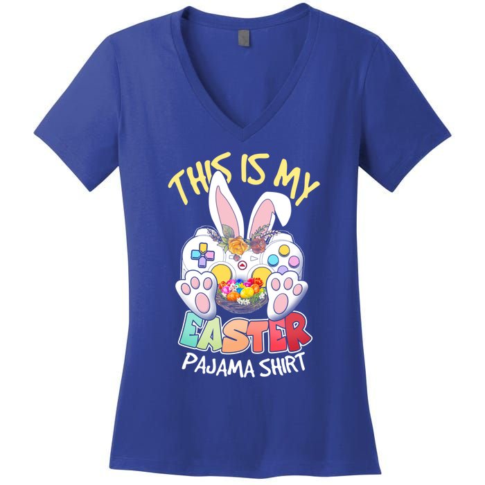 This Is My Easter Pajama Gift Game Control Basket Gaming Gift Women's V-Neck T-Shirt