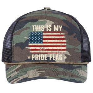 This Is My Pride Flag Usa American 4th Of July Patriotic Gift Retro Rope Trucker Hat Cap