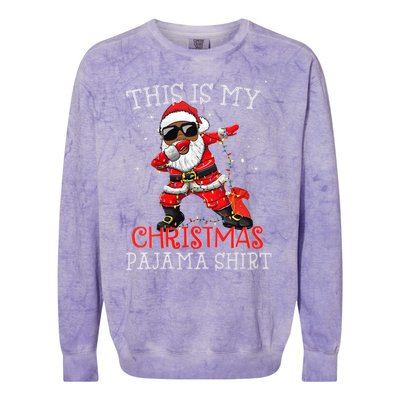 This Is My Christmas Pajama Dabbing African American Santa Colorblast Crewneck Sweatshirt