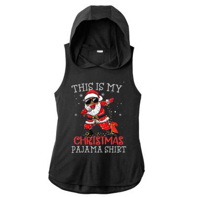 This Is My Christmas Pajama Dabbing African American Santa Ladies PosiCharge Tri-Blend Wicking Draft Hoodie Tank